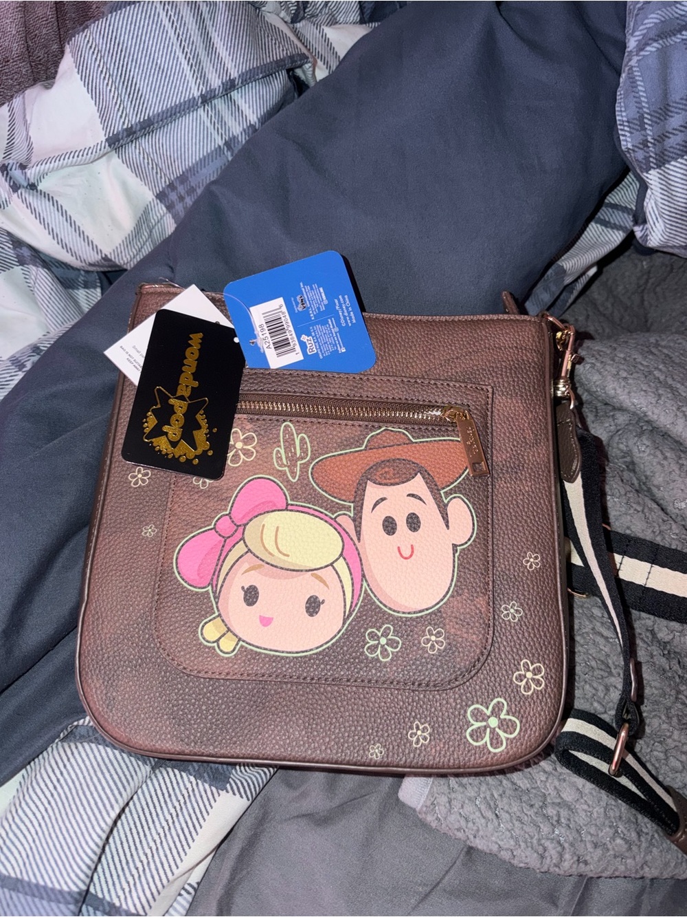 Disney Brown Crossbody Bag with Pink Trim